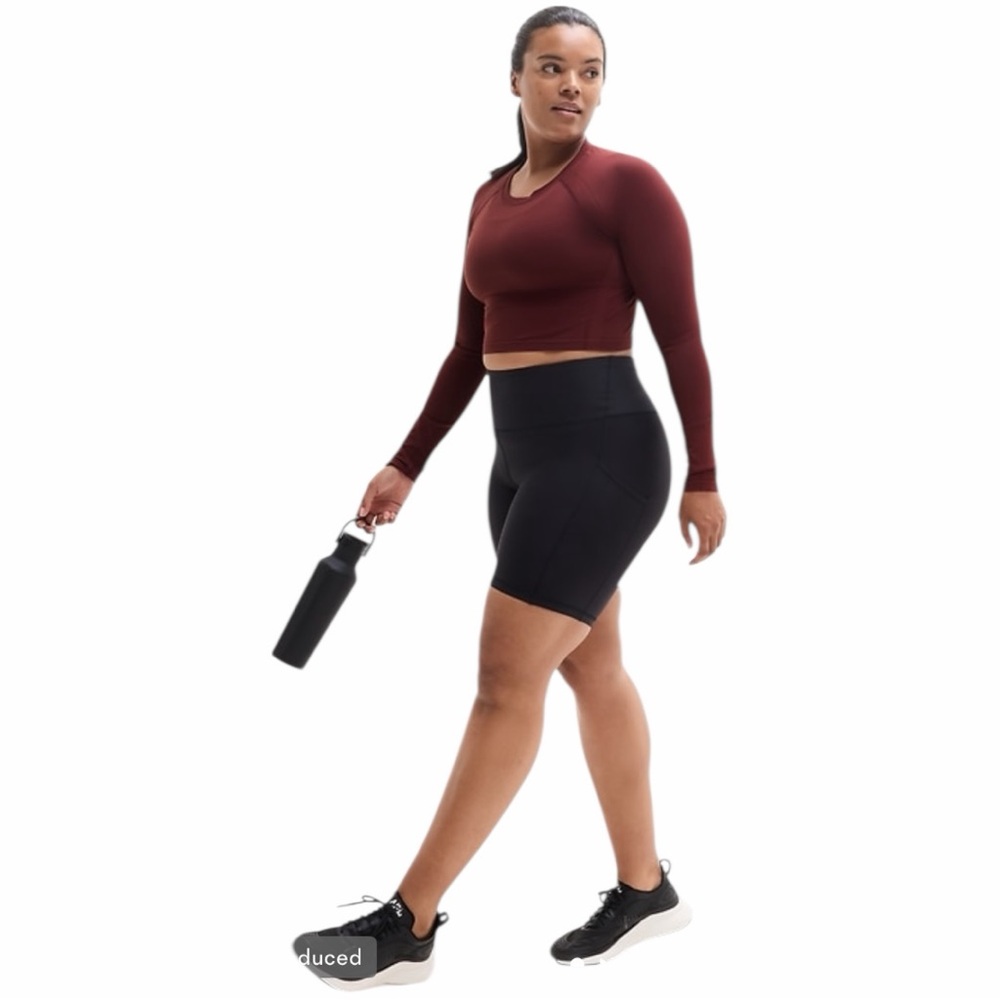 NWT Athleta LS Momentum Flex Crop Top - Garnet/X-Small - Picture 3 of 10
